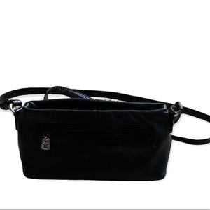 Exquisite New Brighton Black Leather Purse with Silver Hardware